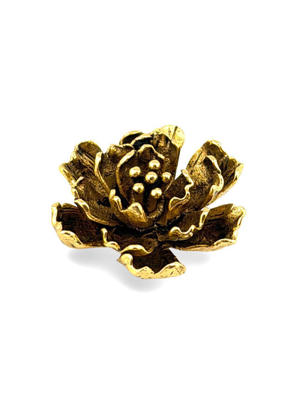 3D Flower Charm, Antiqued 18k Gold Plated - AG607