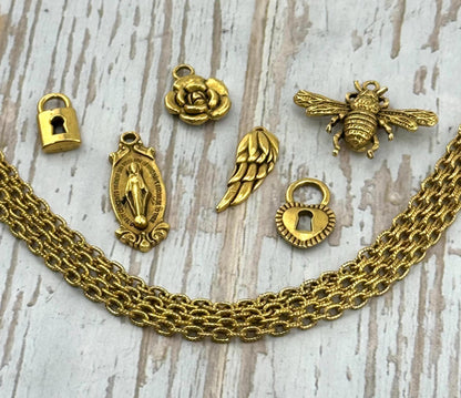 Chaîne fine maille ovale, plaqué or 18 carats vieilli - G111-CH