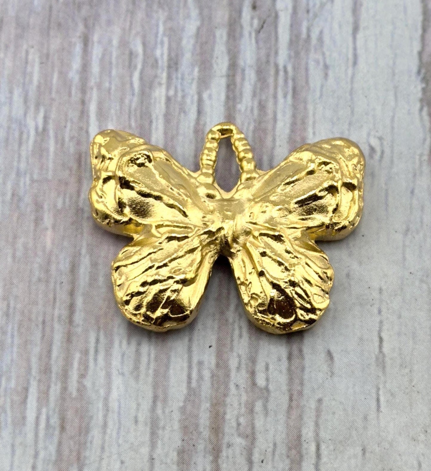 Rustic Butterfly Charm, Satin 18k Gold Plated - ST291