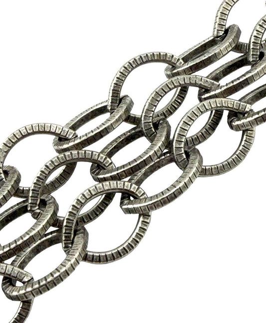 Chunky Textured Oval Cable Chain, Antiqued Pewter Plated - P010-CH