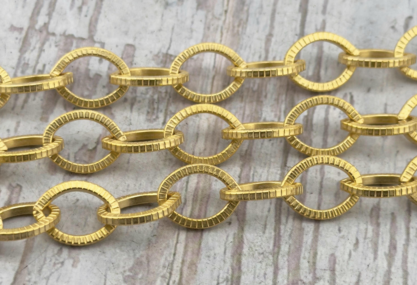 Chunky Large Textured Oval Cable Chain, Satin 18k Gold Plated - S061-CH