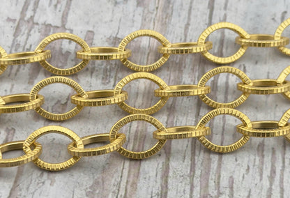 Chunky Large Textured Oval Cable Chain, Satin 18k Gold Plated - S061-CH