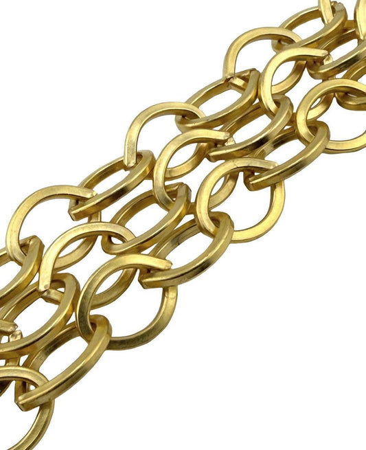 Chunky Large Smooth Oval Cable Chain, Satin 18k Gold Plated - S058-CH