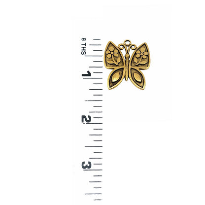 Breloque papillon artisanale moyenne, plaquée or 18 carats vieilli - AG681