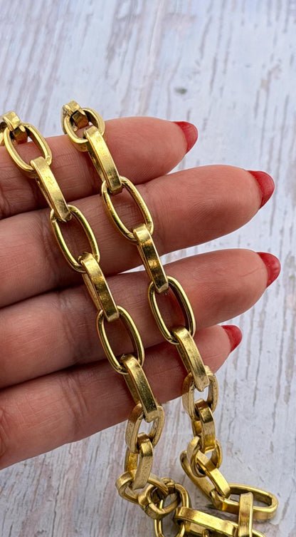 Long Link Paperclip Chain, Antiqued 18k Gold Plated - G101-CH