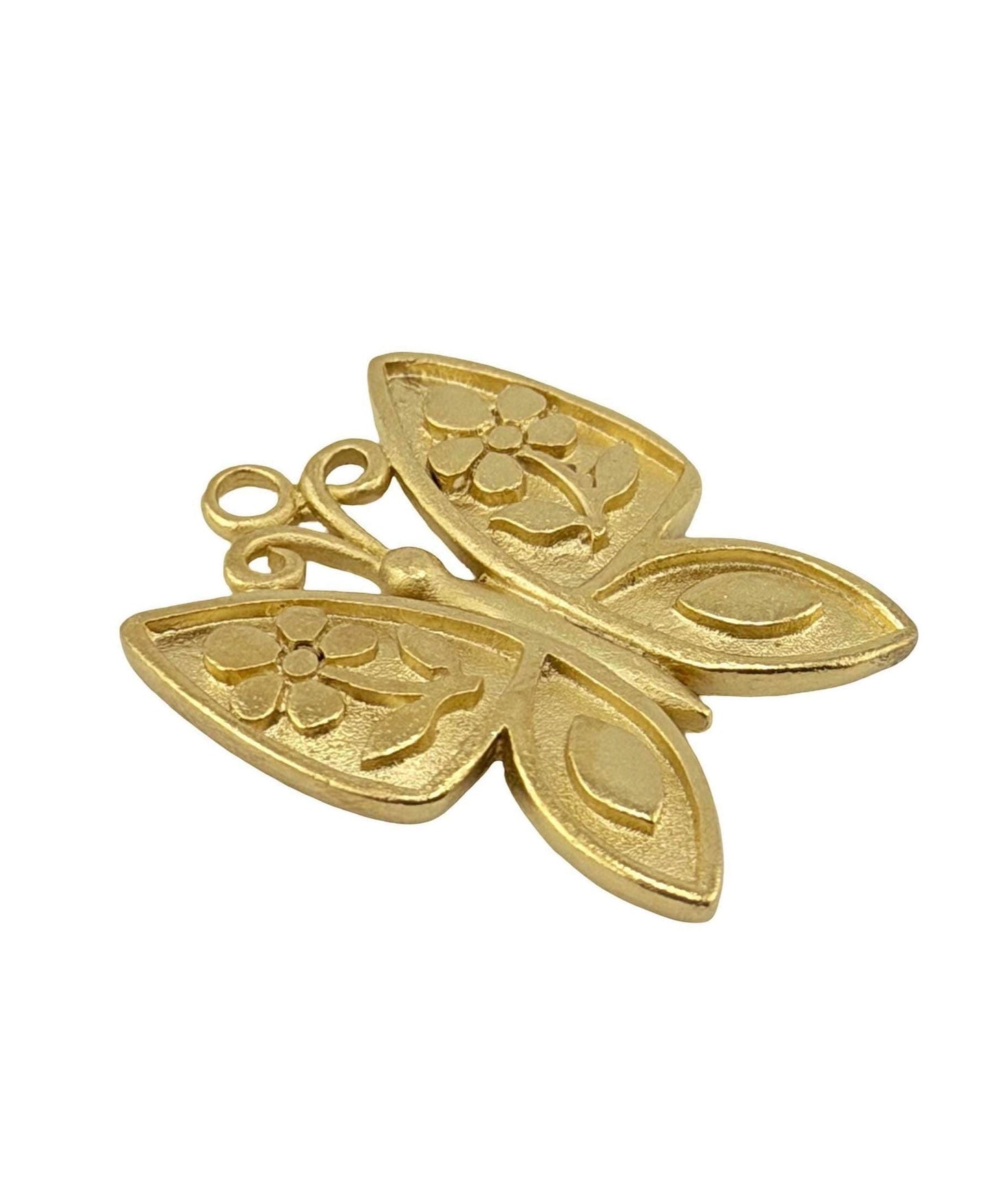 Breloque Papillon Artisanale, Plaqué Or 18 carats Satiné - ST665