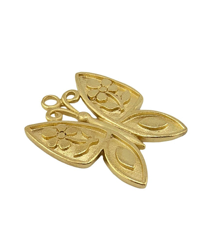 Breloque Papillon Artisanale, Plaqué Or 18 carats Satiné - ST665