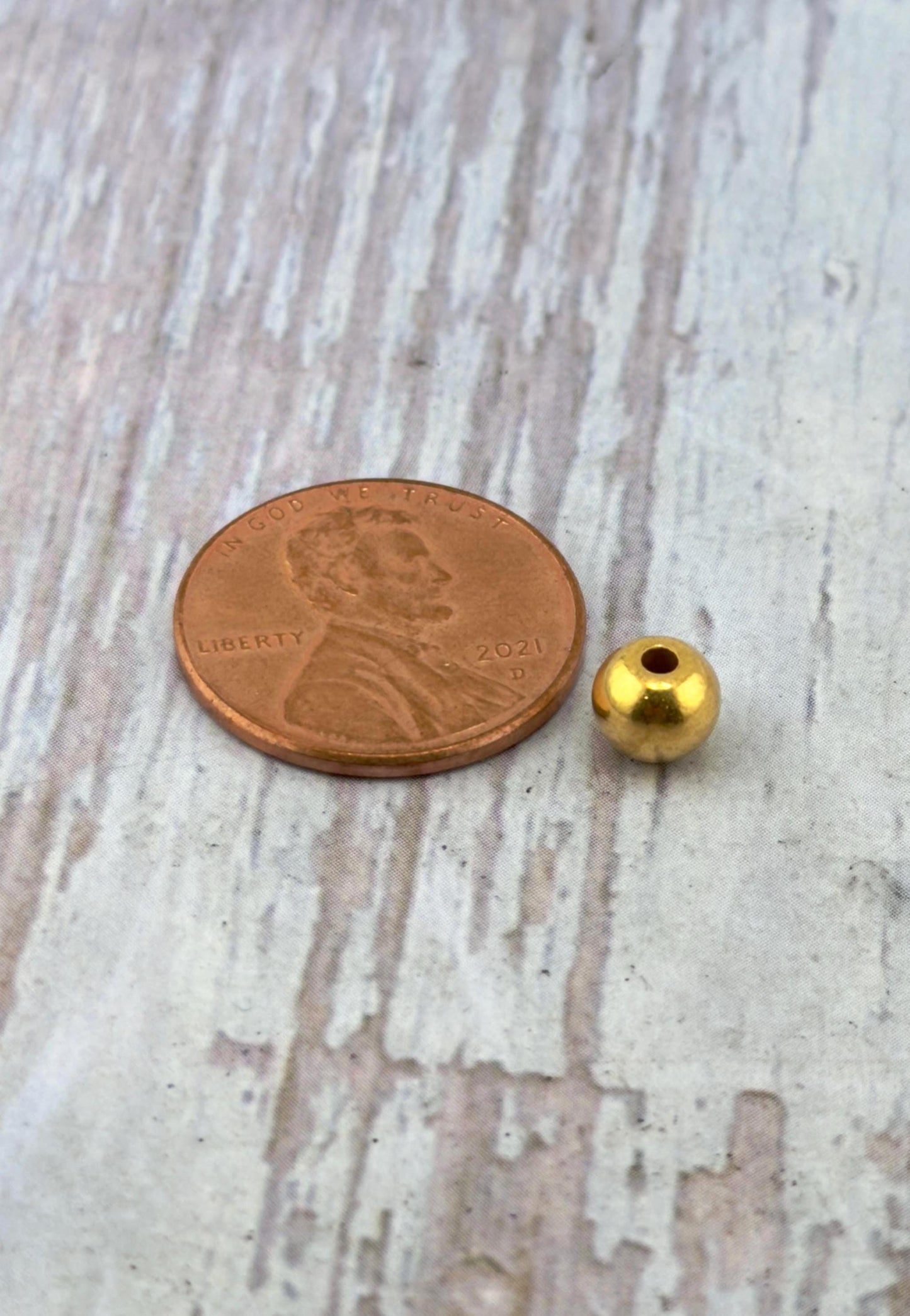 6mm Round Beads (Set of 10), Satin 18k Gold Plated - ST551