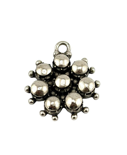 Beaded Flower Charm, Antiqued Pewter - PT676