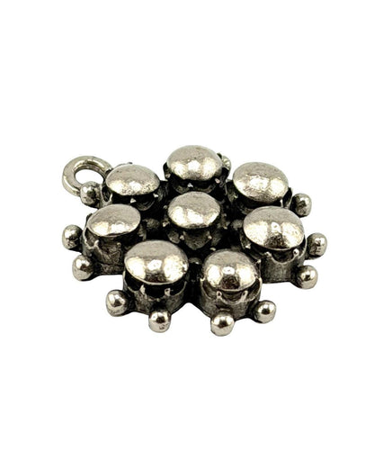 Beaded Flower Charm, Antiqued Pewter - PT676