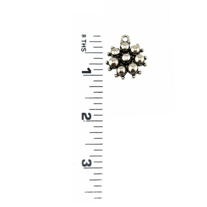 Beaded Flower Charm, Antiqued Pewter - PT676
