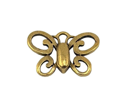 Petit charm papillon artisanal, plaqué or 18 carats vieilli - AG645