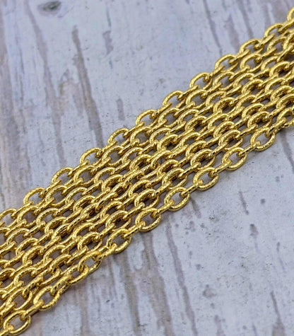 Micro Oval Cable Chain, Satin 18k Gold Plated - S087-CH