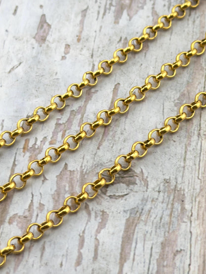 4.5mm Rolo Chain, Antiqued 18k Gold Plated - G140-CH