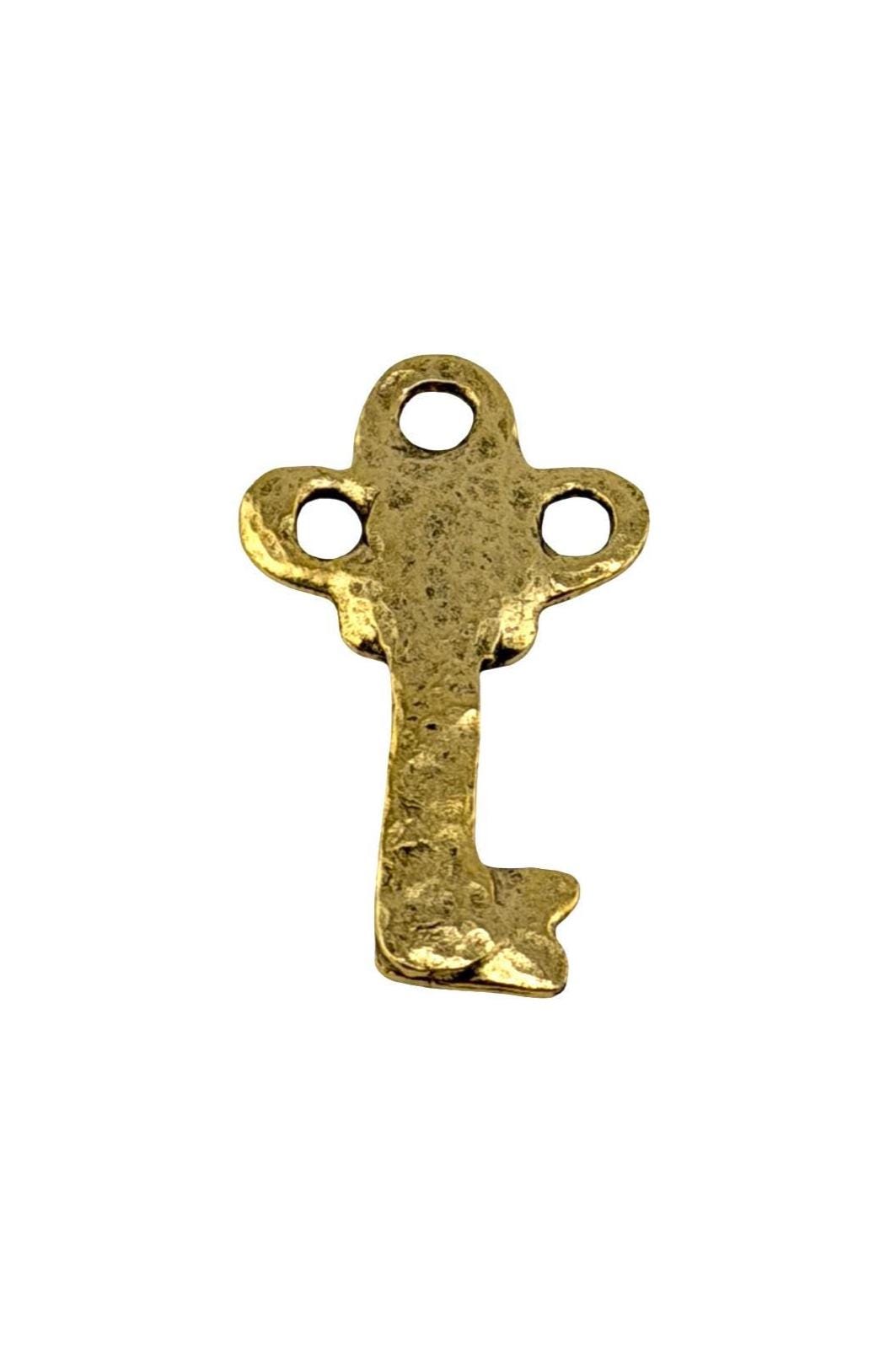 Colgante llave martillada, baño de oro de 18k envejecido - AG065