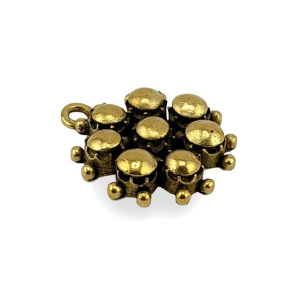 Beaded Flower Charm, Antiqued 18k Gold Plated - AG680