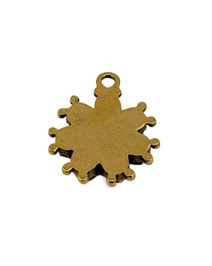 Beaded Flower Charm, Antiqued 18k Gold Plated - AG680