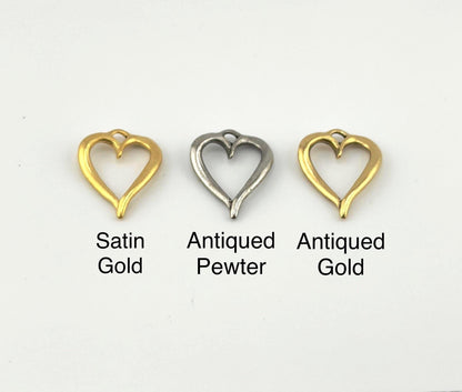 Petit pendentif cœur torsadé ajouré, plaqué or 18 carats vieilli - AG644