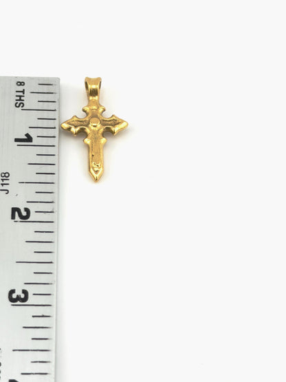 Pendentif croix rustique orné, plaqué or 18 carats vieilli - AG061