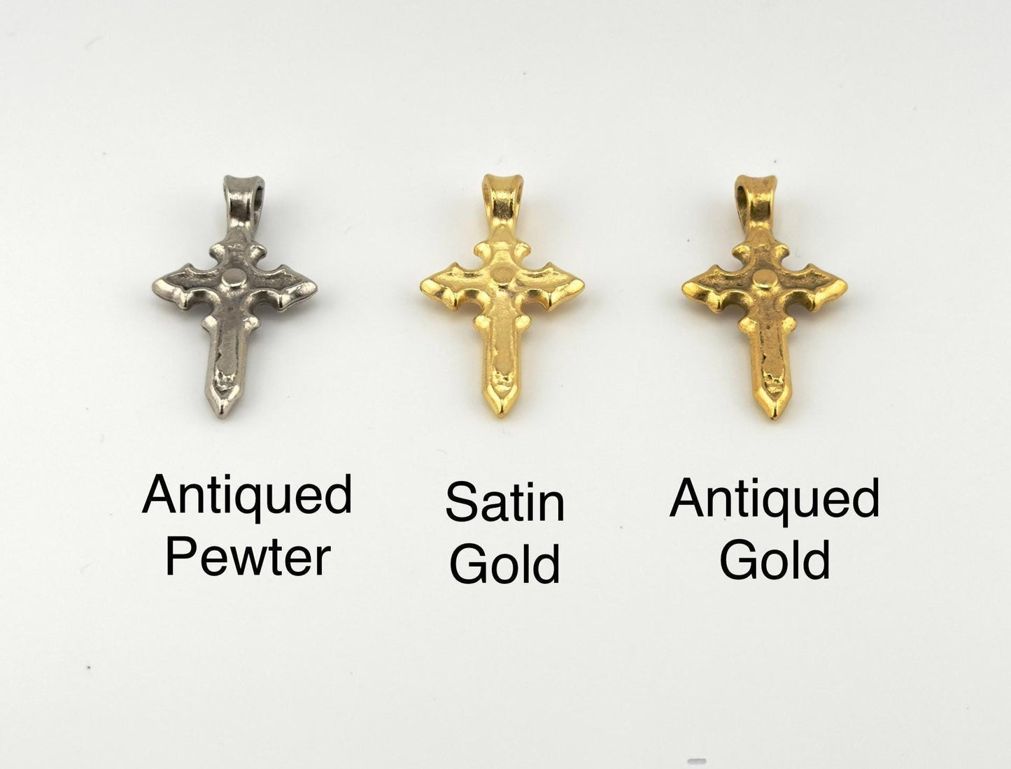 Gold Cross Charm, Satin 18k Gold Plated - ST241