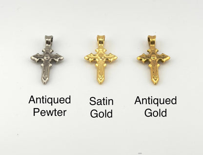 Gold Cross Charm, Satin 18k Gold Plated - ST241