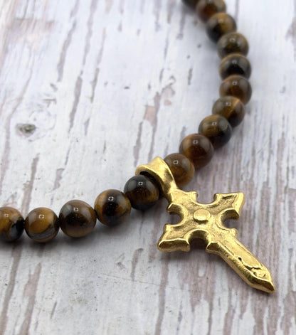 Gold Cross Charm, Satin 18k Gold Plated - ST241