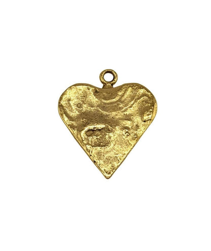 Pendentif Cœur et Couronne d'Inspiration Vintage, Plaqué Or 18 carats Vieilli - AG055
