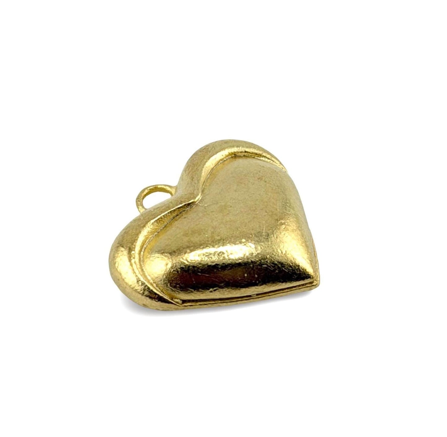 Half-Puffy Heart Charm, Satin 18k Gold Plated - ST664