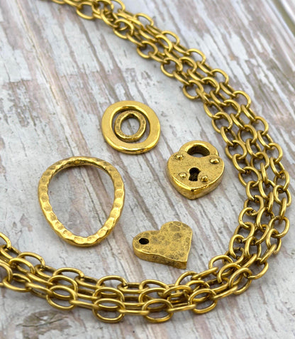 Chaîne ovale 5x7mm, plaqué or 18 carats vieilli - G110-CH