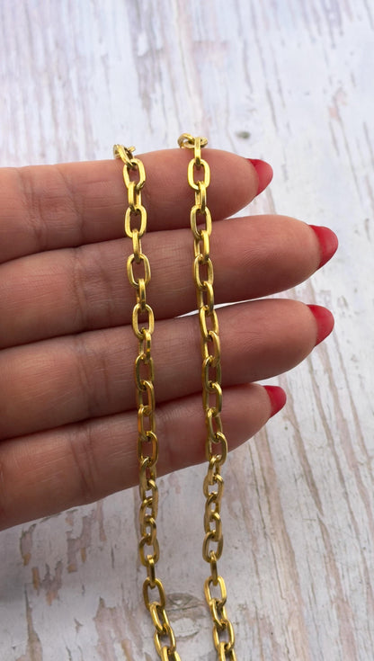 4x7mm Oval Cable Chain, Antiqued 18k Gold Plated - G117-CH