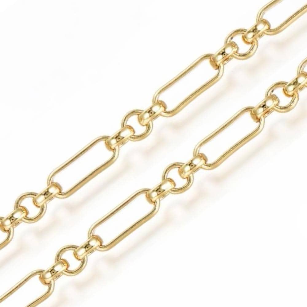Large Irregular Link Chain, Shiny 18k Gold Plated