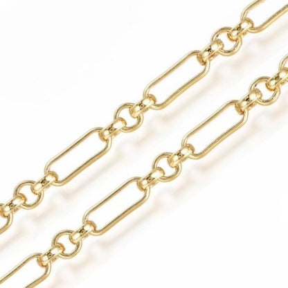 Large Irregular Link Chain, Shiny 18k Gold Plated