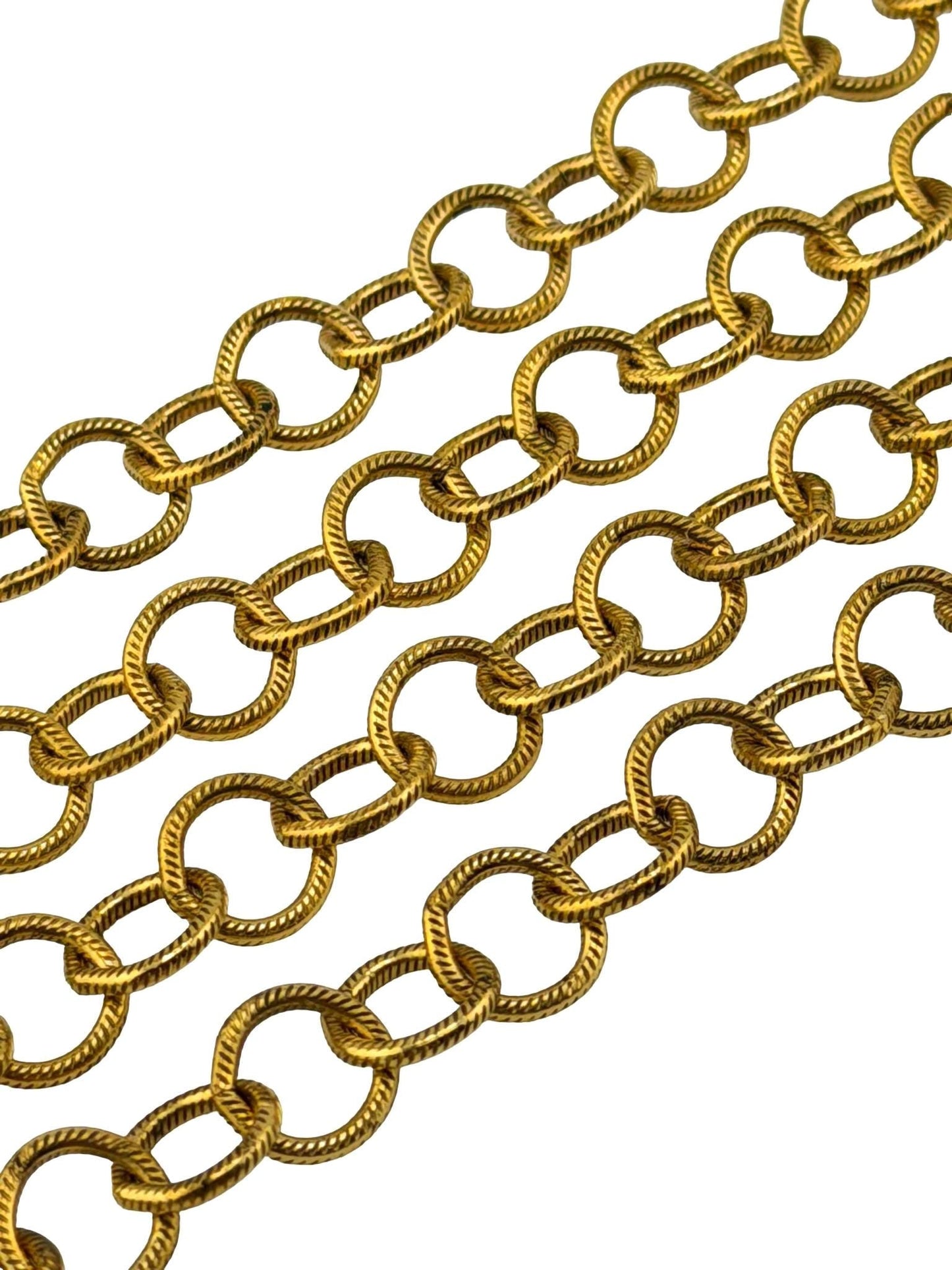 Chaîne Câble Ronde Texturée 10mm, Plaqué Or 18k Vieilli - G102-CH