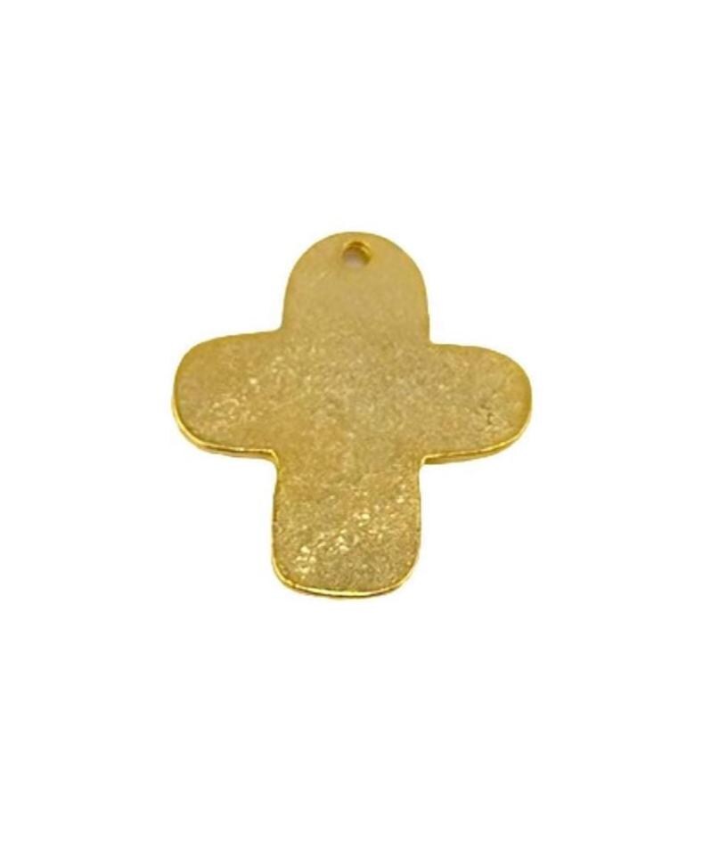 Distressed Cross Angel Charm, Satin 18k Gold Plated - ST256