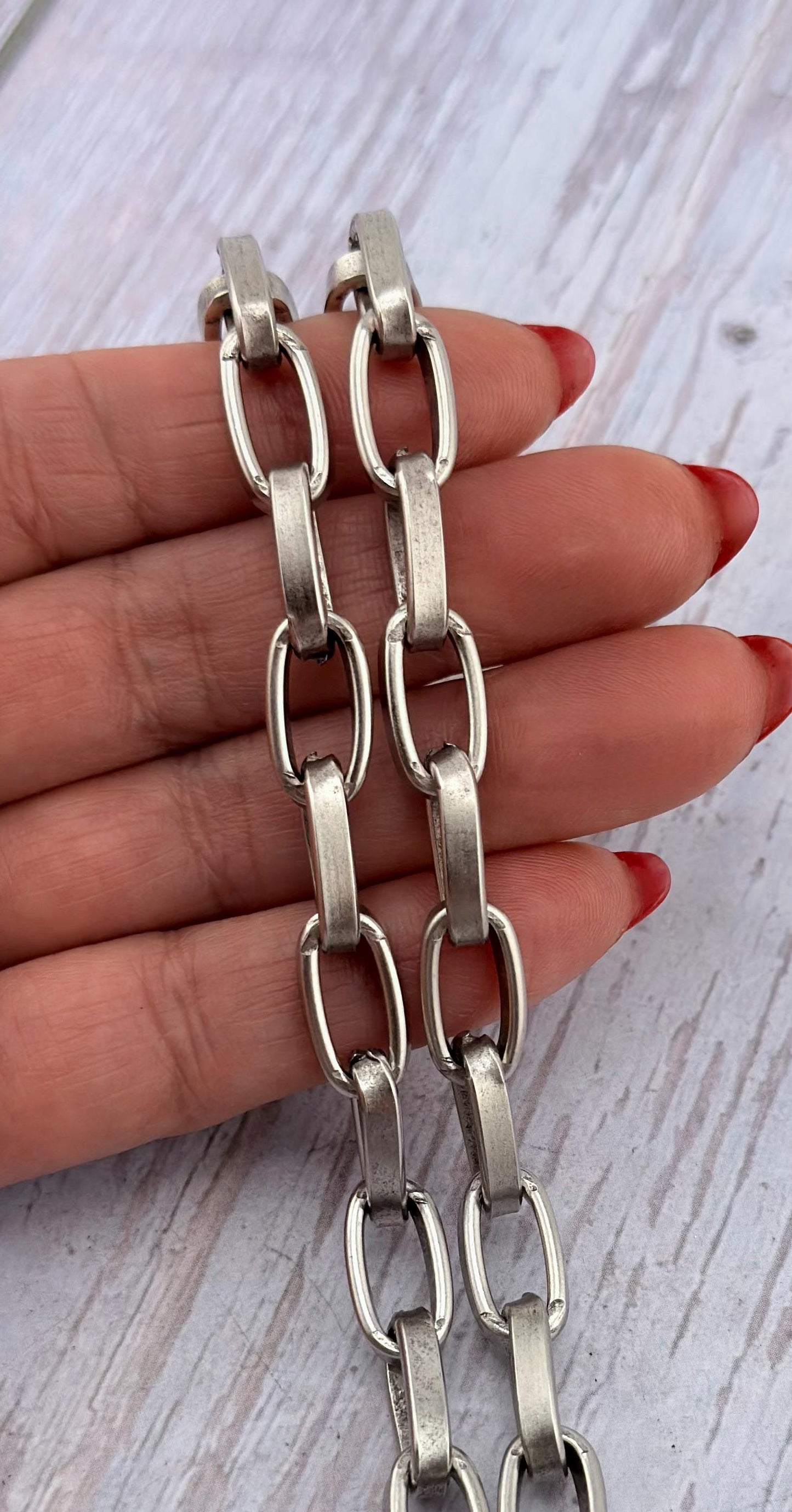 Large Chunky Link Chain, Antiqued Pewter Plated - P008-CH