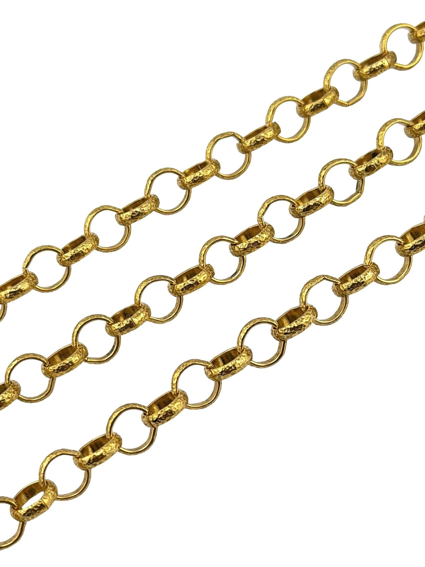Chaîne Rolo ronde martelée, plaquée or 18 carats vieilli - G091-CH