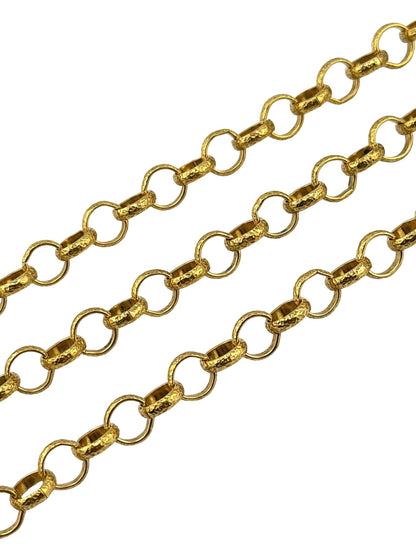 Chaîne Rolo ronde martelée, plaquée or 18 carats vieilli - G091-CH