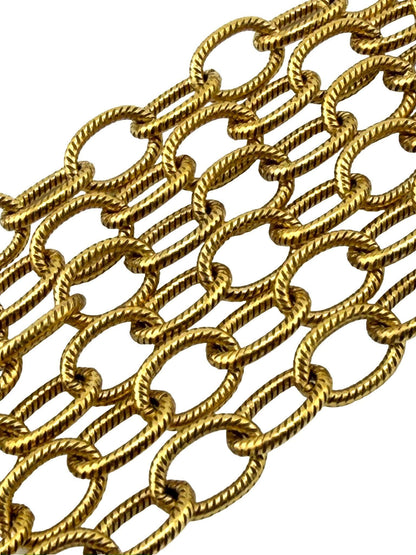 9x6mm Oval Textured Cable Chain, Antiqued 18k Gold Plated - G112-CH