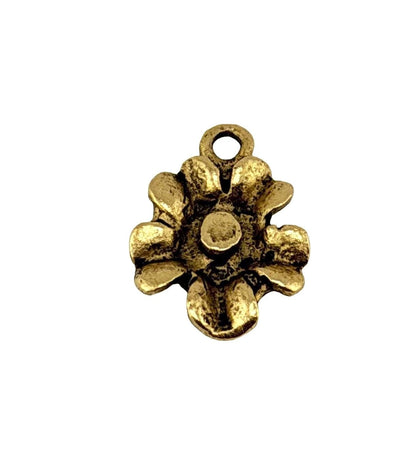 Small Modern Flower Charm, Antiqued 18k Gold Plated - AG041