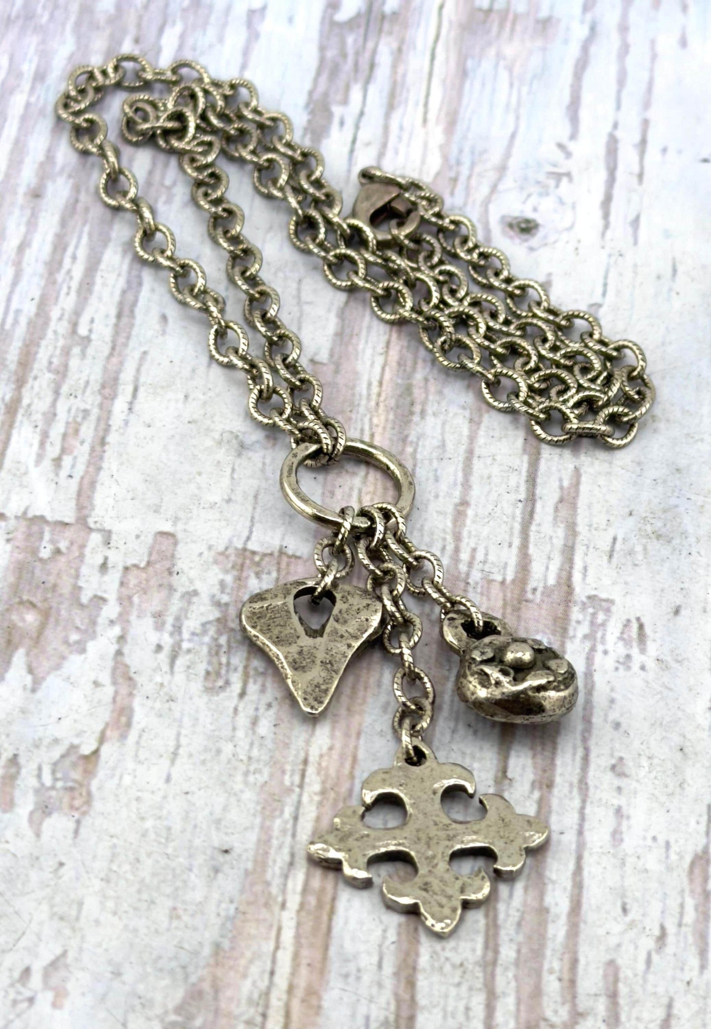 Fleury Cross Charm, Antiqued Pewter - PT388