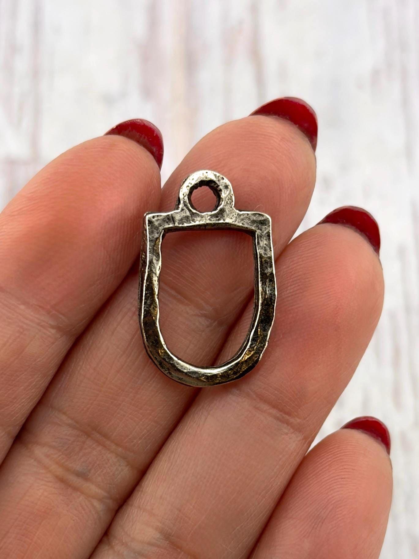 Hammered Connector Charm, Antiqued Pewter - PT495