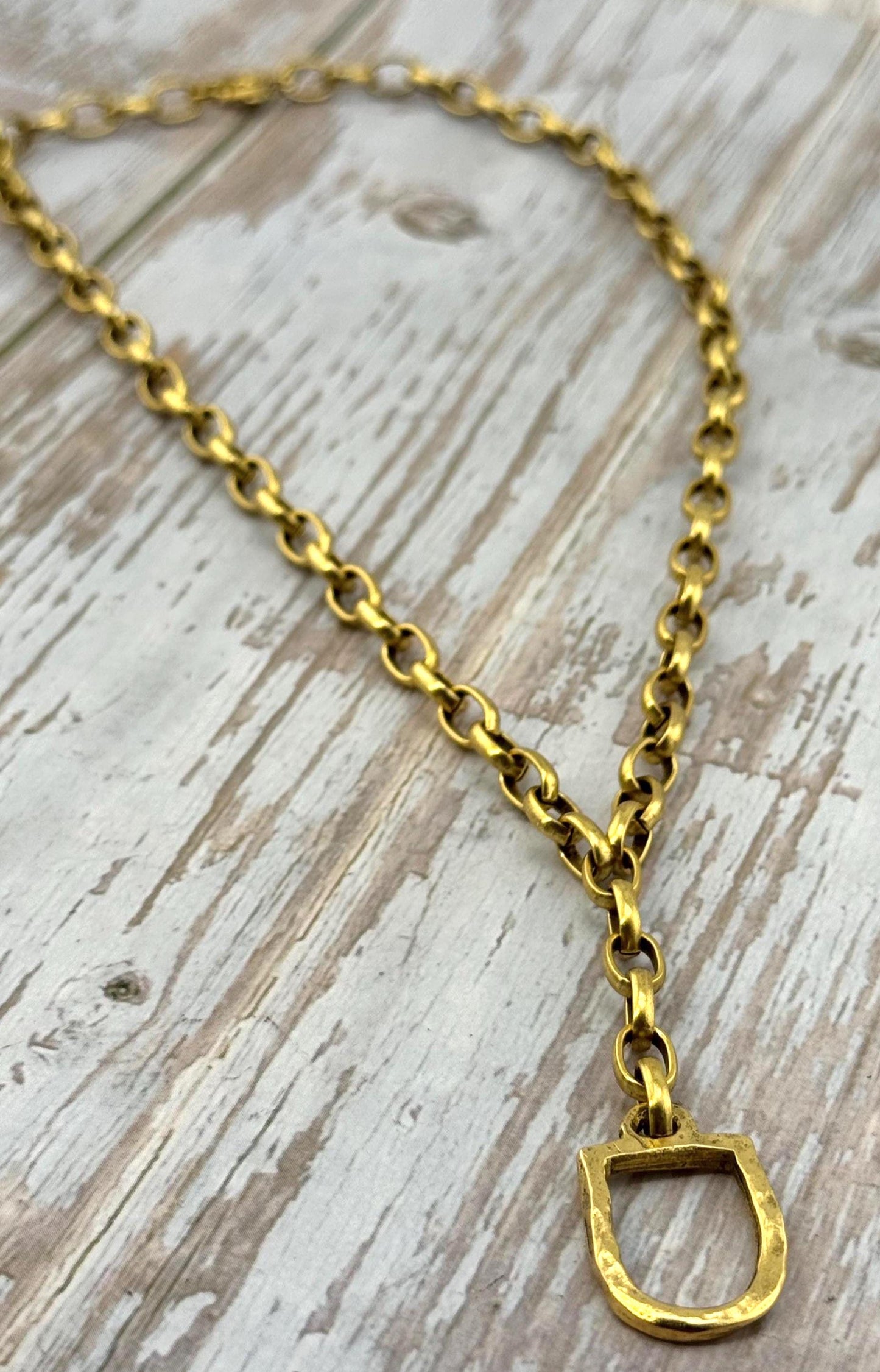 Hammered Connector Charm, Antiqued 18k Gold Plated - AG135