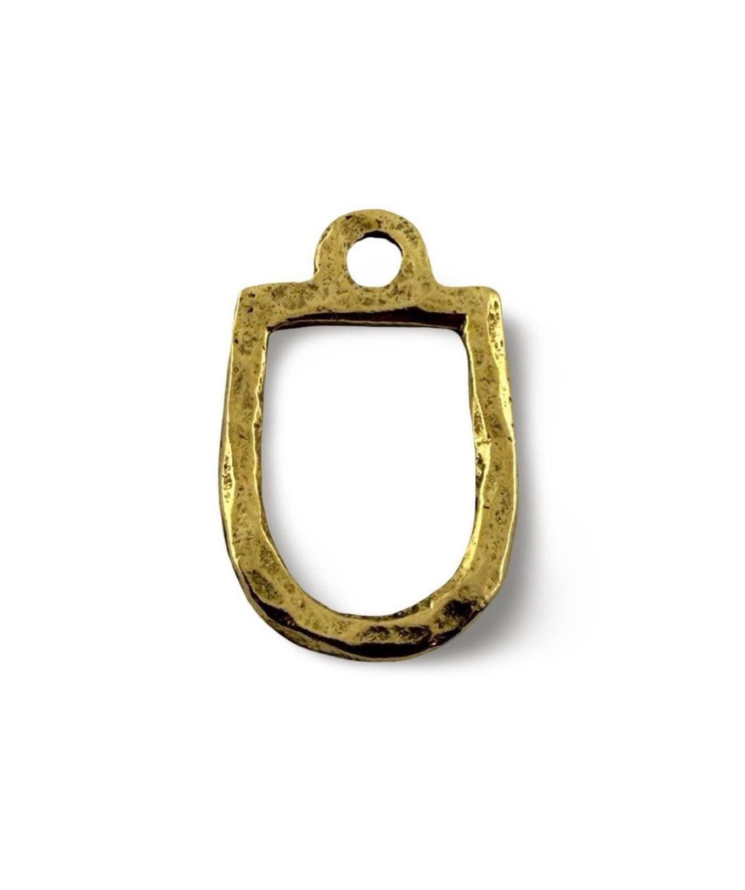 Hammered Connector Charm, Antiqued 18k Gold Plated - AG135