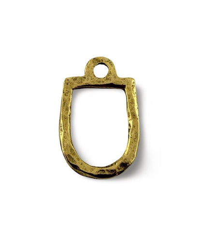Hammered Connector Charm, Antiqued 18k Gold Plated - AG135