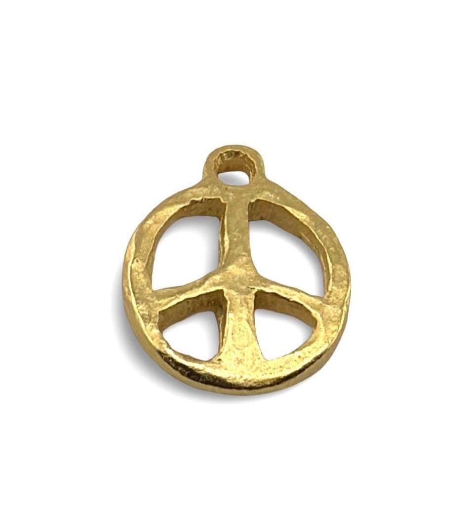 Breloque Peace Sign martelée, plaqué or 18 carats satiné - ST310