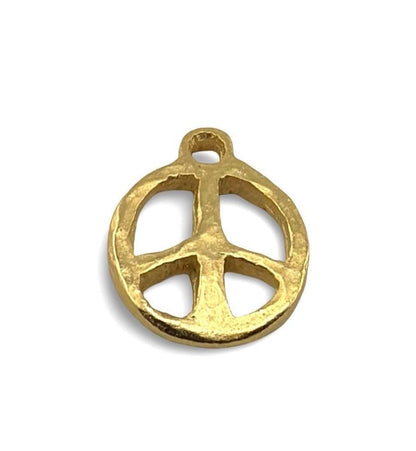 Breloque Peace Sign martelée, plaqué or 18 carats satiné - ST310
