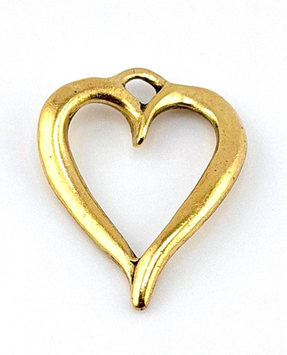 Petit pendentif cœur torsadé ajouré, plaqué or 18 carats vieilli - AG644