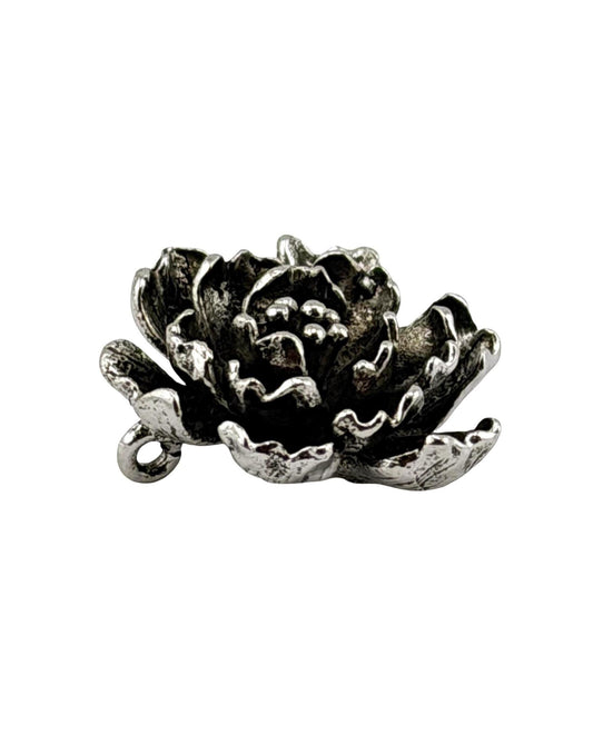 3D Flower Charm, Antiqued Pewter - PT610