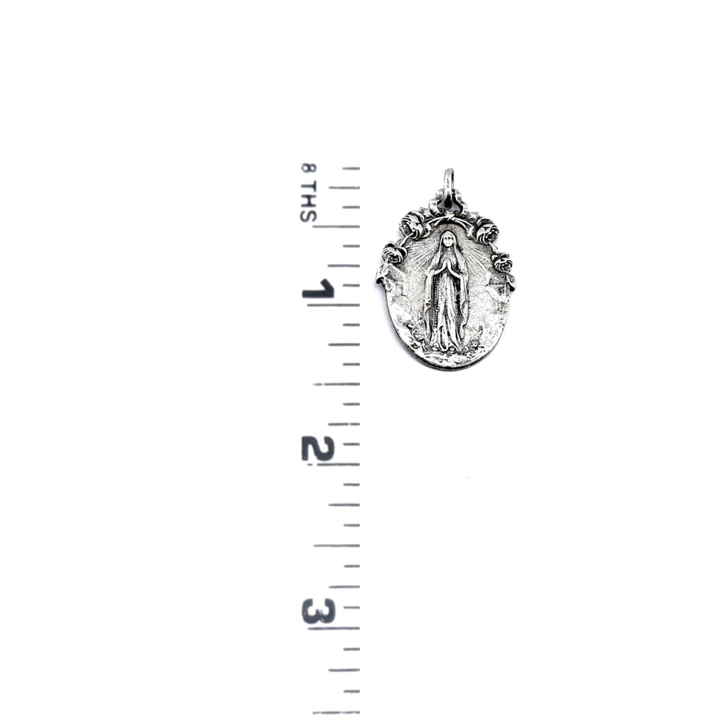 Double-Sided Mary Christian Medal, Antiqued Pewter - PT386