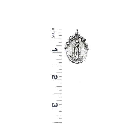 Double-Sided Mary Christian Medal, Antiqued Pewter - PT386